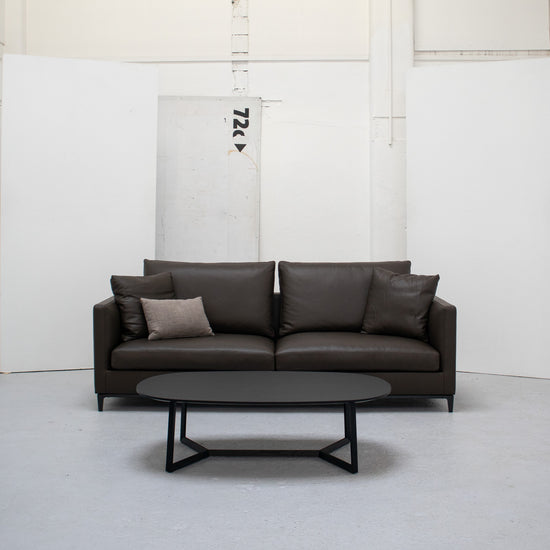 Crescent 3 Seater Sofa - Tobbacco + Leather