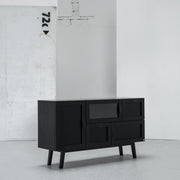 Hans K Rainbow Black Oak sideboard cabinet with glass at EDITO Furniture