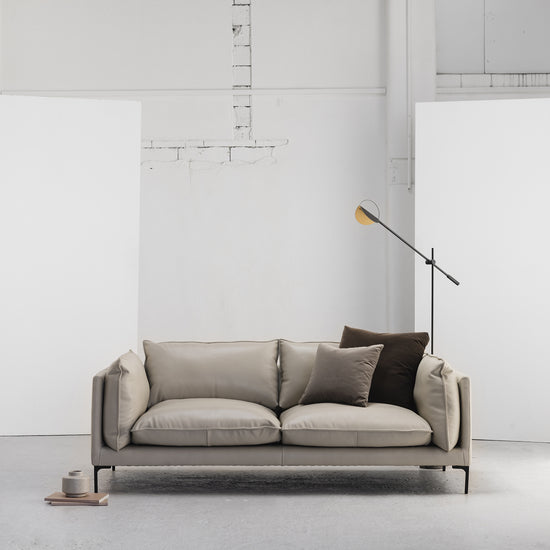 Sabine 2.5 Seater Sofa - Stone/Leather