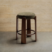 Granite Barstool - Olive + Walnut Stain