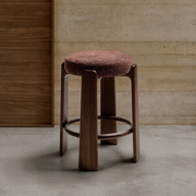 Granite Barstool - Brown + Walnut Stain