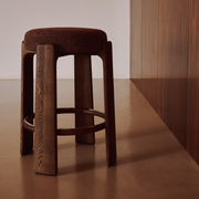 Granite Barstool - Brown + Walnut Stain