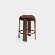 Granite Barstool - Brown + Walnut Stain