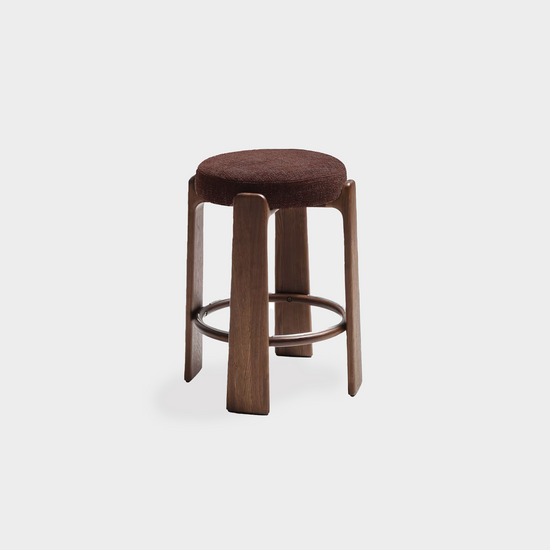 Granite Barstool - Brown + Walnut Stain