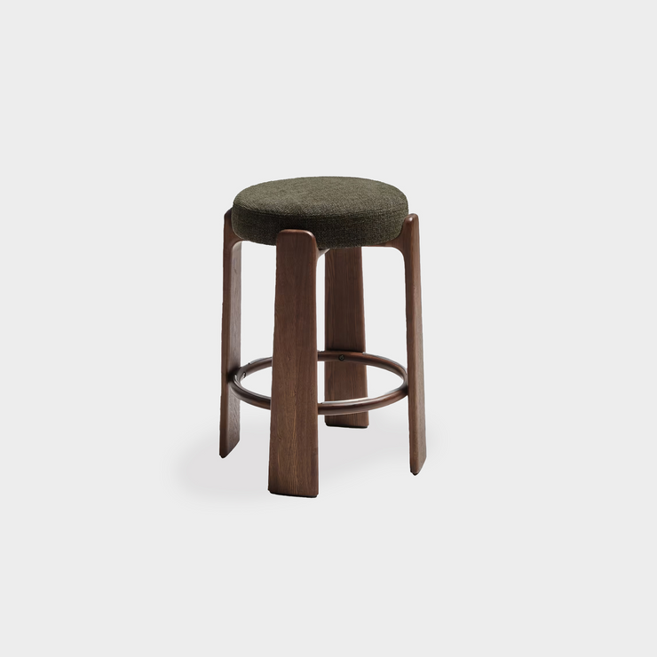 Granite Barstool - Olive + Walnut Stain