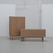 Racquet Vitrine - Oak + Rattan