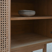 Racquet Sideboard - Oak + Rattan