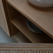 Racquet Sideboard - Oak + Rattan