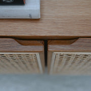 Racquet Sideboard - Oak + Rattan