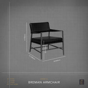 Bremen Armchair - Oak / Black + Leather