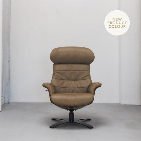 Blake Armchair / Footstool - Camel + Leather