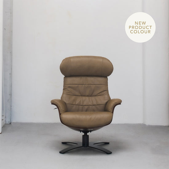 Blake Armchair / Footstool - Camel + Leather