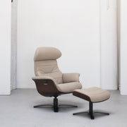 Blake Armchair / Footstool - Beige + Leather