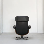 Blake Armchair / Footstool - Black + Leather