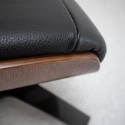 Blake Armchair / Footstool - Black + Leather