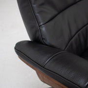 Blake Armchair / Footstool - Black + Leather