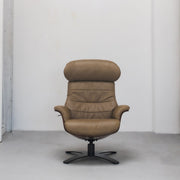 Blake Armchair / Footstool - Camel + Leather
