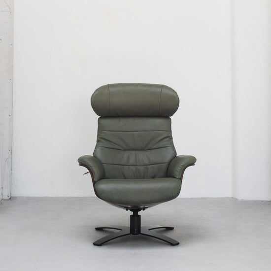 Blake Armchair / Footstool - Olive + Leather