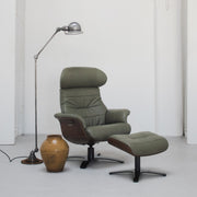 Blake Armchair / Footstool - Olive + Leather