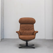 Blake Armchair / Footstool - Tan + Leather