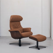 Blake Armchair / Footstool - Tan + Leather