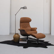 Blake Armchair / Footstool - Tan + Leather