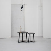 Teri Side Table Round - Med / Black + Oak