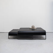ERA Coffee Table / Large Low - Black + Leather