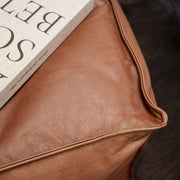 Small Octaaf Ottoman - Tan + Leather