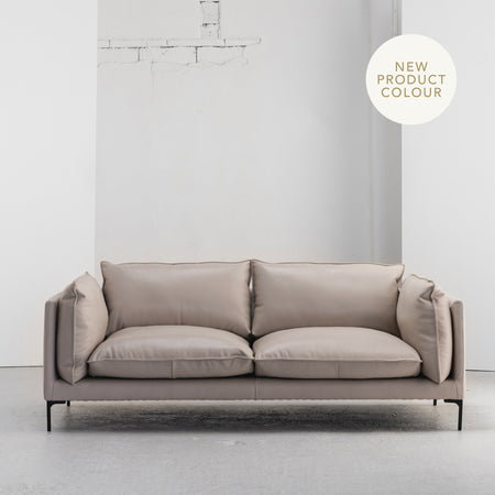 Sabine 2.75 Seater Sofa - Beige + Leather