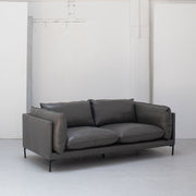 Sabine 3 Seater Sofa - Steel + Leather
