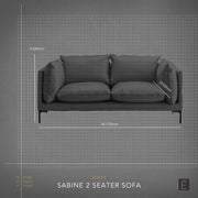 Sabine 2 Seater Sofa - Stone + Leather