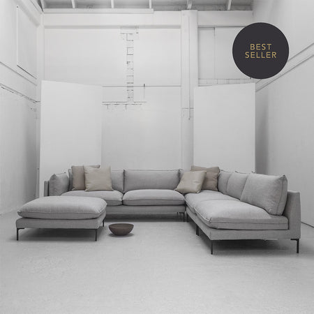 Sabine RAF Modular Sofa / Ottoman - Stone + Grey