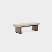 Topaz Bench Seat - Beige + Walnut Stain
