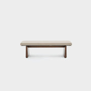 Topaz Bench Seat - Beige + Walnut Stain