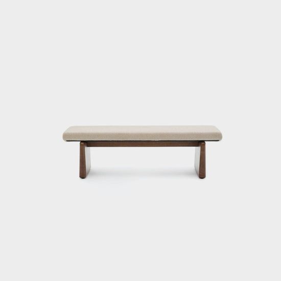 Topaz Bench Seat - Beige + Walnut Stain