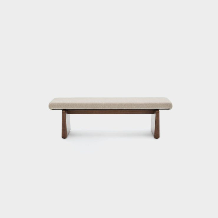 Topaz Bench Seat - Beige + Walnut Stain