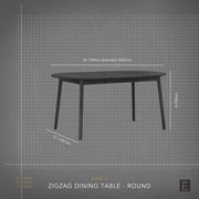 Zigzag Extension Dining Table - Round