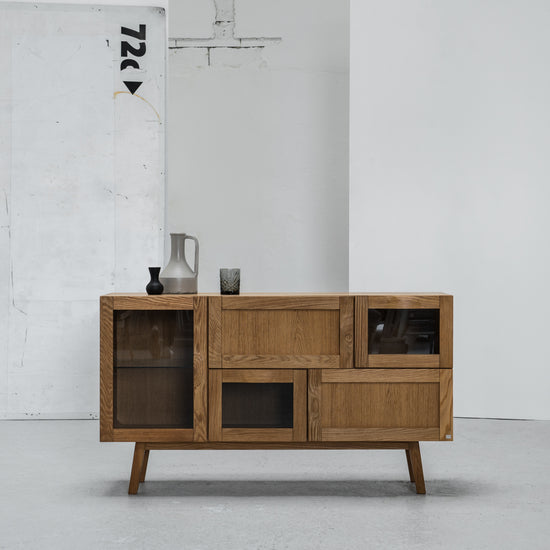Hans K Rainbow Oak Sideboard with glass at EDITO Furniture