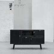 Hans K Rainbow Black Oak sideboard cabinet with glass at EDITO Furniture