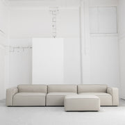 Rubix 4 Seater Sofa - Ottoman + Stone