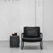 Contemporary Camerich Black Leather Leman Armchair with metal legs at EDITO Furniture