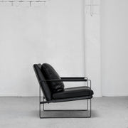 Contemporary Camerich Black Leather Leman Armchair with metal legs at EDITO Furniture
