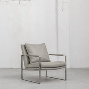 Contemporary Camerich stone Leather Leman Armchair with metal legs at EDITO Furniture