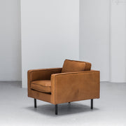 industrial tan leather armchair at EDITO Furniture