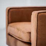 industrial tan leather armchair at EDITO Furniture