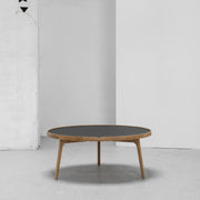 Hans K Racquet Round Coffee Table charcoal linoleum and oak at EDITO Furniture