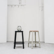 Cadrea Padded Barstool - Stone + Cognac