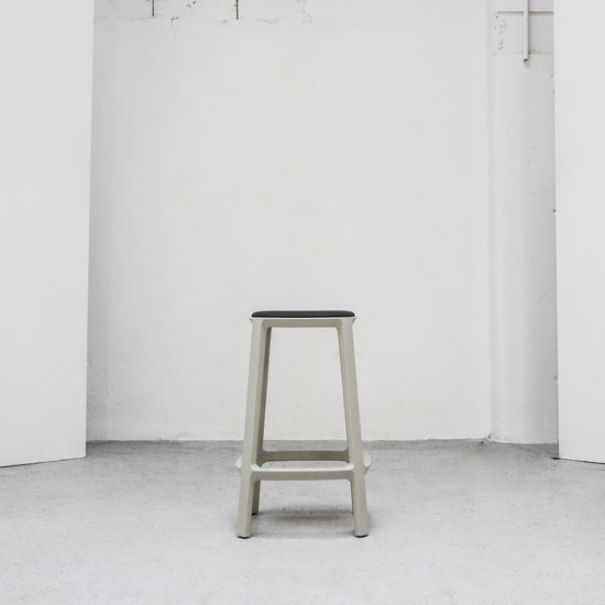 Cadrea Padded Barstool - Stone + Black