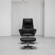 Qing Swivel Chair / Footstool + Black